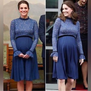 Luxe By Seraphine Blue Lace Marlene High Neck Long Sleeve Cocktail Dress 2 Royal